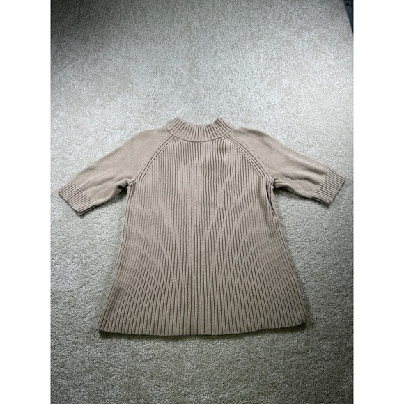 Lands End Sweater Womens Large 14-16 Ribbed Half Sleeve Mock Neck Knit‎ Pullover - Picture 1 of 8